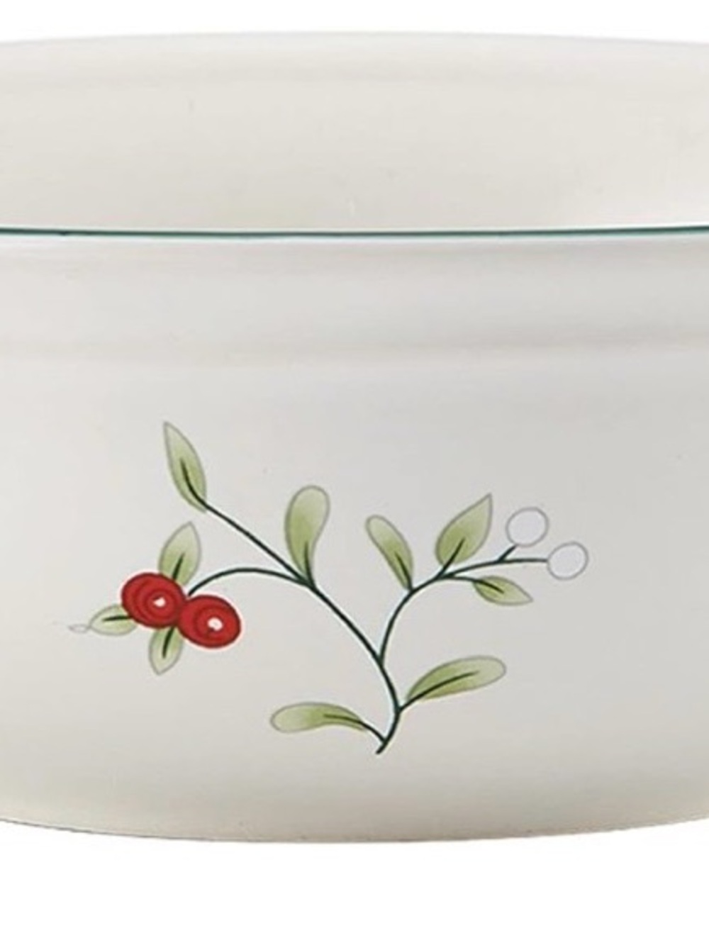 White Ceramic Bakeware Dish with Red Cherry Floral Design